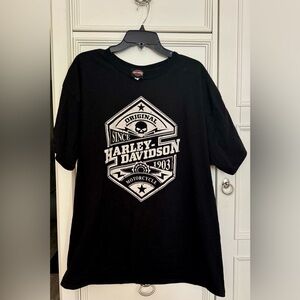 Harley Davidson Maine Black Graphic Motorcycle Short Sleeve Shirt Men’s 2XL